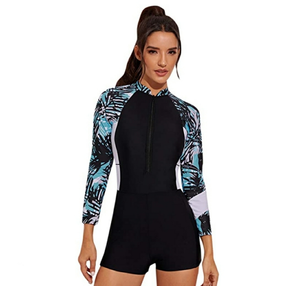 NEW Make Me Chic Tropical Long Sleeve One Piece